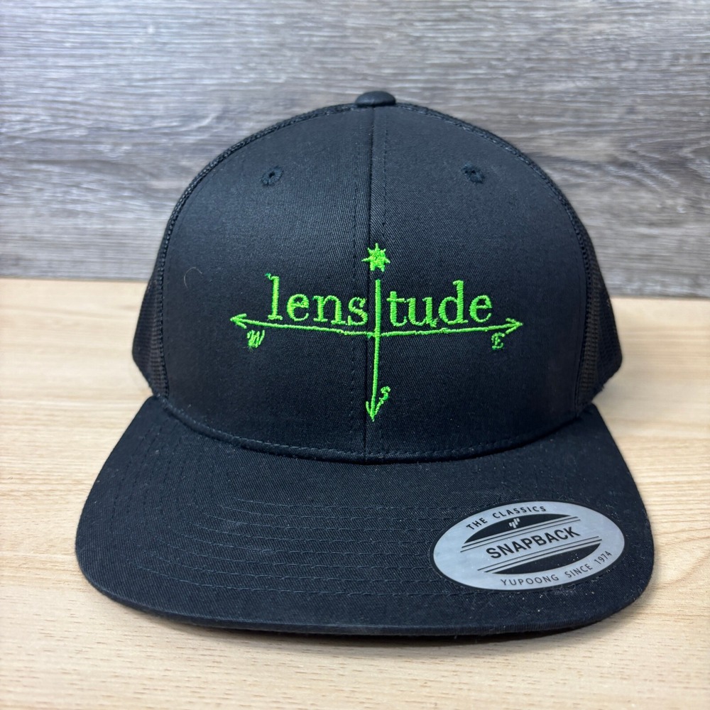 Lensitude Hat Cap Snap Back Black‎ Green Photography Adjustable